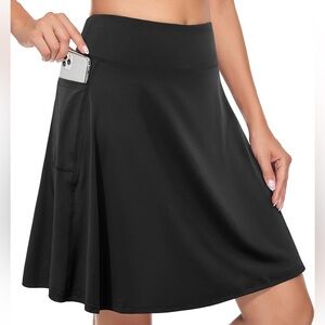 KORALHY Knee Length Skort Skirt Tennis Athletic Golf Causal with 4 Pockets L